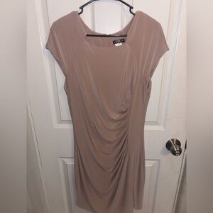 VENUS Taupe Ruched Bodycon Sheath Dress